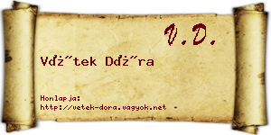 Vétek Dóra névjegykártya